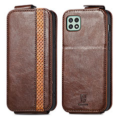 Leather Case Flip Cover Vertical for Samsung Galaxy A22s 5G Brown