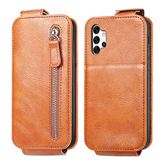 Leather Case Flip Cover Vertical for Samsung Galaxy M32 5G Brown