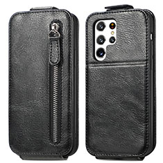 Leather Case Flip Cover Vertical for Samsung Galaxy S22 Ultra 5G Black