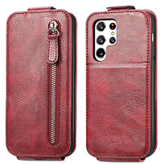 Leather Case Flip Cover Vertical for Samsung Galaxy S24 Ultra 5G Red