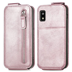 Leather Case Flip Cover Vertical for Sharp Aquos wish3 Rose Gold