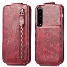 Leather Case Flip Cover Vertical for Sony Xperia 1 IV Red