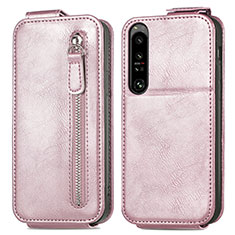 Leather Case Flip Cover Vertical for Sony Xperia 1 IV Rose Gold
