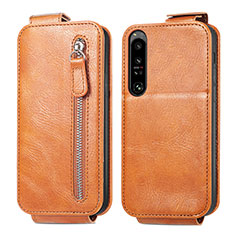 Leather Case Flip Cover Vertical for Sony Xperia 1 IV SO-51C Brown