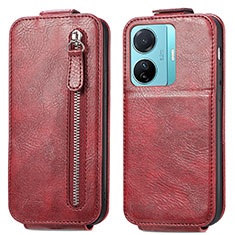 Leather Case Flip Cover Vertical for Vivo iQOO Z6 Pro 5G Red