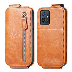 Leather Case Flip Cover Vertical for Vivo T1 5G India Brown