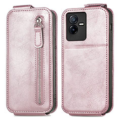 Leather Case Flip Cover Vertical for Vivo T2x 5G Rose Gold