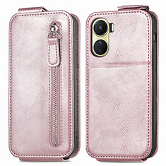 Leather Case Flip Cover Vertical for Vivo Y02S Rose Gold