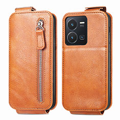 Leather Case Flip Cover Vertical for Vivo Y35 4G Brown