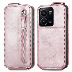 Leather Case Flip Cover Vertical for Vivo Y35 4G Rose Gold