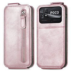 Leather Case Flip Cover Vertical for Xiaomi Poco C40 Rose Gold
