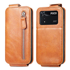 Leather Case Flip Cover Vertical for Xiaomi Poco M4 Pro 4G Brown