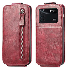 Leather Case Flip Cover Vertical for Xiaomi Poco M4 Pro 4G Red