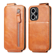 Leather Case Flip Cover Vertical for Xiaomi Redmi Note 12 Turbo 5G Brown