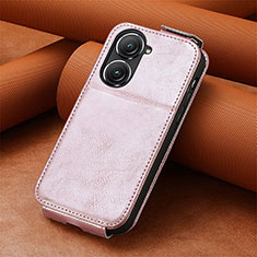 Leather Case Flip Cover Vertical S01D for Asus Zenfone 9 Rose Gold