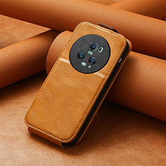 Leather Case Flip Cover Vertical S01D for Huawei Honor Magic5 Pro 5G Brown