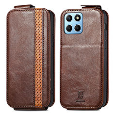 Leather Case Flip Cover Vertical S01D for Huawei Honor X8a 5G Brown