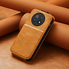 Leather Case Flip Cover Vertical S01D for Huawei Nova Y91 Brown