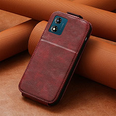 Leather Case Flip Cover Vertical S01D for Motorola Moto E13 Red