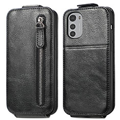 Leather Case Flip Cover Vertical S01D for Motorola Moto E32 Black