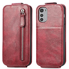 Leather Case Flip Cover Vertical S01D for Motorola Moto E32 Red