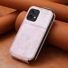 Leather Case Flip Cover Vertical S01D for Motorola Moto Edge Plus (2023) 5G Rose Gold