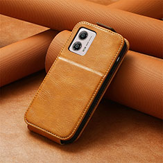 Leather Case Flip Cover Vertical S01D for Motorola Moto G53j 5G Brown