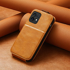 Leather Case Flip Cover Vertical S01D for Motorola Moto X40 5G Brown