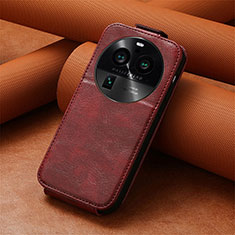 Leather Case Flip Cover Vertical S01D for Oppo Find X6 5G Red