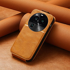 Leather Case Flip Cover Vertical S01D for Oppo Find X6 Pro 5G Brown