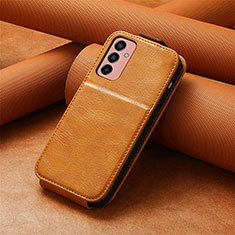 Leather Case Flip Cover Vertical S01D for Samsung Galaxy M13 4G Brown