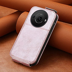Leather Case Flip Cover Vertical S01D for Sharp Aquos R8 Pro Rose Gold