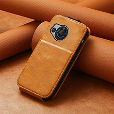 Leather Case Flip Cover Vertical S01D for Sharp Aquos R8s Brown