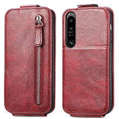 Leather Case Flip Cover Vertical S01D for Sony Xperia 1 IV SO-51C Red