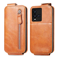 Leather Case Flip Cover Vertical S01D for Vivo iQOO 10 5G Brown