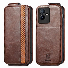 Leather Case Flip Cover Vertical S01D for Vivo T2x 5G Brown