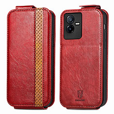 Leather Case Flip Cover Vertical S01D for Vivo T2x 5G Red