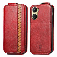 Leather Case Flip Cover Vertical S01D for Vivo Y02S Red