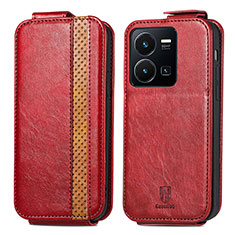 Leather Case Flip Cover Vertical S01D for Vivo Y35 4G Red