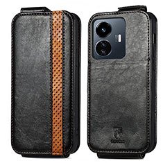 Leather Case Flip Cover Vertical S01D for Vivo Y77e 5G Black