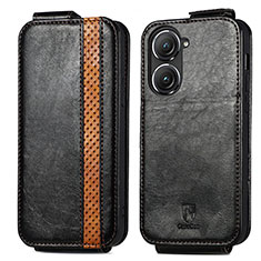 Leather Case Flip Cover Vertical S02D for Asus Zenfone 9 Brown