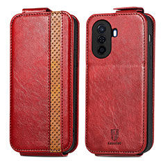 Leather Case Flip Cover Vertical S02D for Huawei Nova Y70 Plus Red