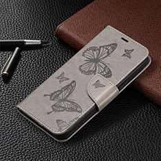 Leather Case Stands Butterfly Flip Cover Holder B01F for Huawei Honor X7a Gray