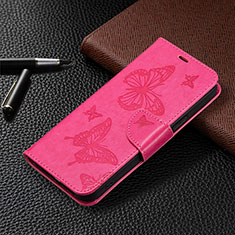 Leather Case Stands Butterfly Flip Cover Holder B01F for Huawei Honor X7a Hot Pink