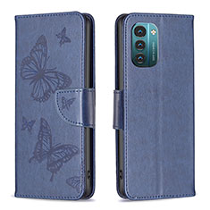 Leather Case Stands Butterfly Flip Cover Holder B01F for Nokia G21 Blue