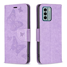 Leather Case Stands Butterfly Flip Cover Holder B01F for Nokia G22 Clove Purple