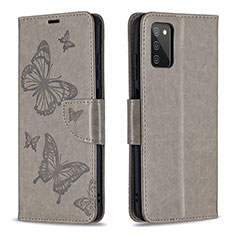 Leather Case Stands Butterfly Flip Cover Holder B01F for Samsung Galaxy A03s Gray