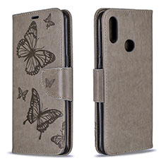 Leather Case Stands Butterfly Flip Cover Holder B01F for Samsung Galaxy A10s Gray