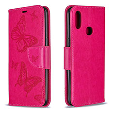 Leather Case Stands Butterfly Flip Cover Holder B01F for Samsung Galaxy A10s Hot Pink