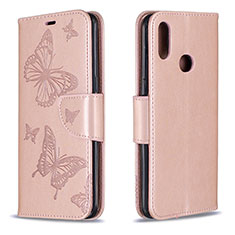 Leather Case Stands Butterfly Flip Cover Holder B01F for Samsung Galaxy A10s Rose Gold